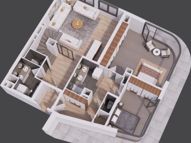 Luxus Penthouse auf zwei Stockwerken mit großer Dachterrasse