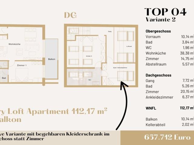 Luxury Loft Apartment 112,17 m² mit Balkon in Maria Enzersdorf