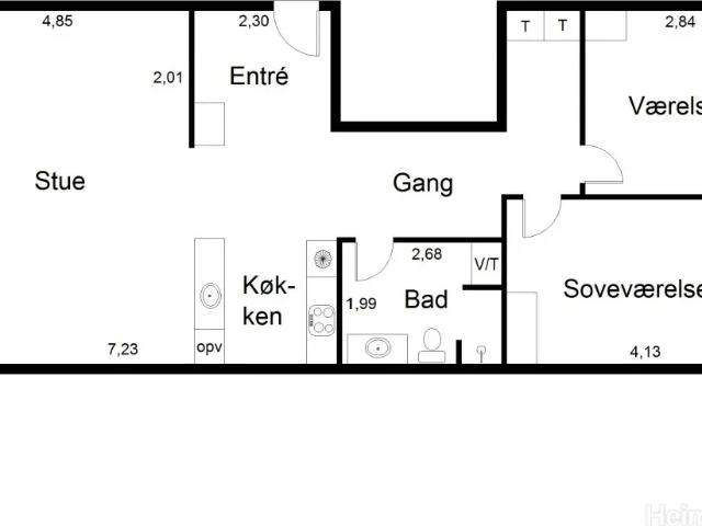 Lys 3 værelses lejlighed på 97 m² ved Horsens havn