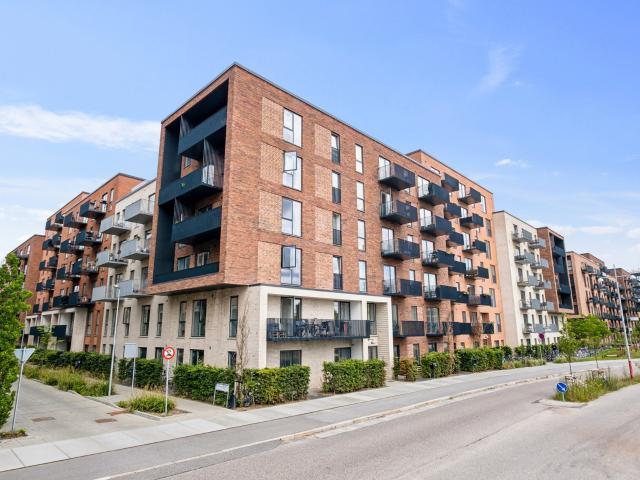 Lys lejlighed med stor terrasse i Brokvarteret