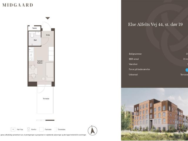 Lys studiobolig i Ørestaden med tagterrasse