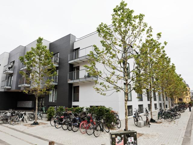 Lyse etværelses med altan, fællesområder og tagterrasse