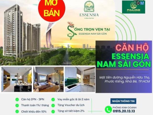 Mở Bán Essensia Nhà Bè 2PN, 3PN, Trả 30% đến bàn giao, Vay 35 Năm