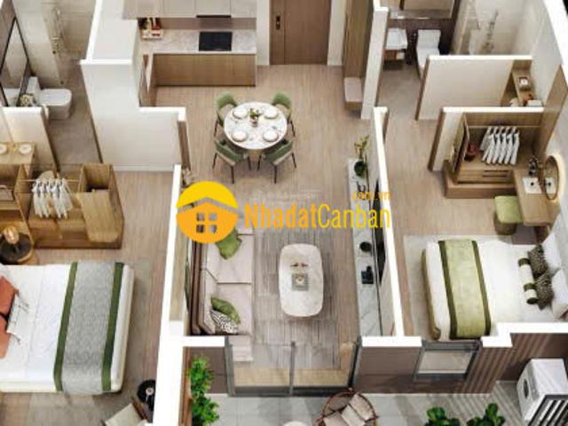 Một thiết kế hiện đại hài hoà, 2pn đều view thoáng kbc, phòng khách ở giữa tạo không gian rộng rãi