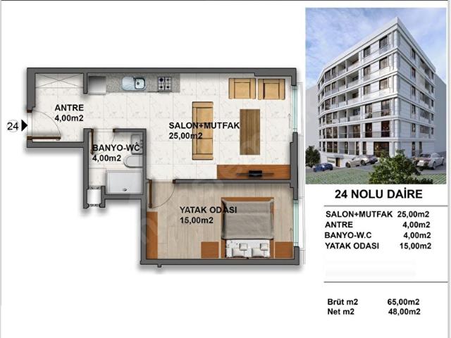 MAESTRO LOTUS EVLERİ PROJESİ 1+1 65m2 SATILIK DAİRE