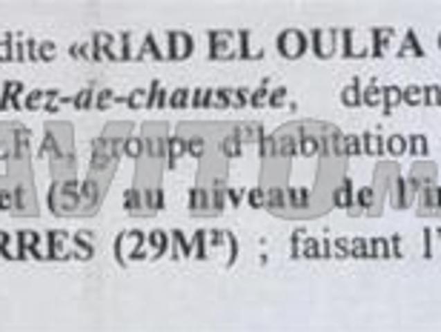Magasin à vendre sans intermédiaire à Riyad El Oulfa dans la rue