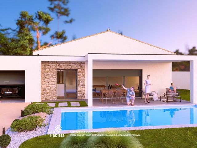 MAGNIFIQUE VILLA NEUVE DE PLAIN PIED AVEC GARAGE ET PISCINE SUR 884 M2