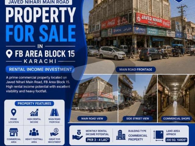 Main Road Property For Sale In FB Area Block 15 Karachi | High Rental Income Federal B Area Block 15