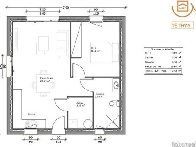 Maison 3 pièces 49 m²