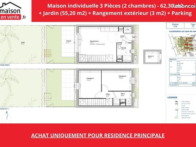 Maison 3 pièces 62 m²