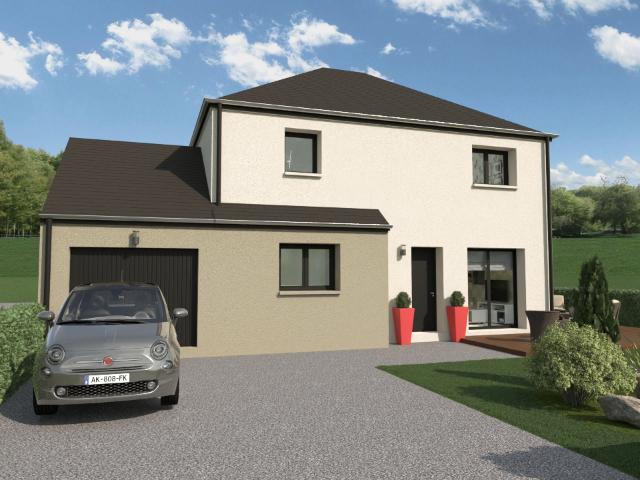 Maison 110M2 avec garage sur un terrain de 416M2 borné et viabilisé au coeur du bourg de Quévert