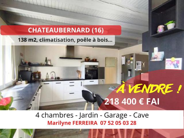 MAISON, 138m2, 5 pièces CHATEAUBERNARD