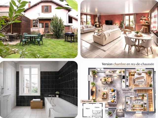 Maison 4/5 pièces, 93 m², terrain 384, garage, cave