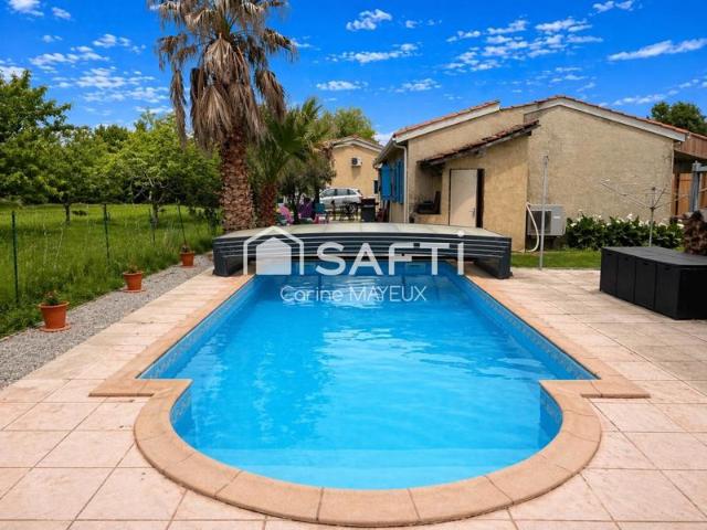 Maison 115 m² 4 chambres Piscine couverte Terrain 930 m² Fronton