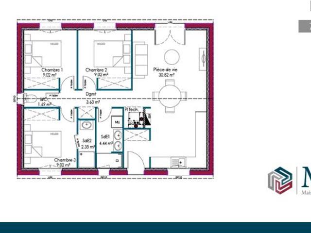 Maison 4 pièces 70 m²