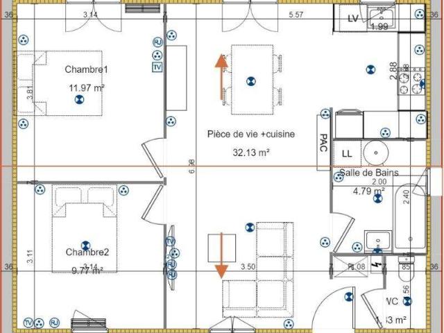 Maison 60 m² avec terrain à BARISIS 02