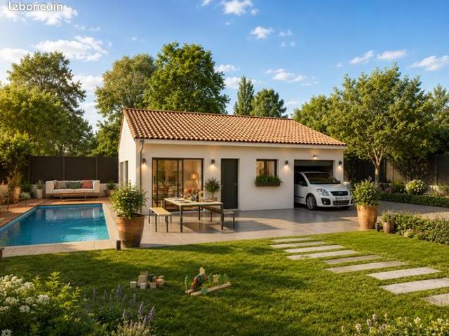 Maison contemporaine 75 m² avec garage à Pollestres 66450 – terrain 350 m² 4 faces