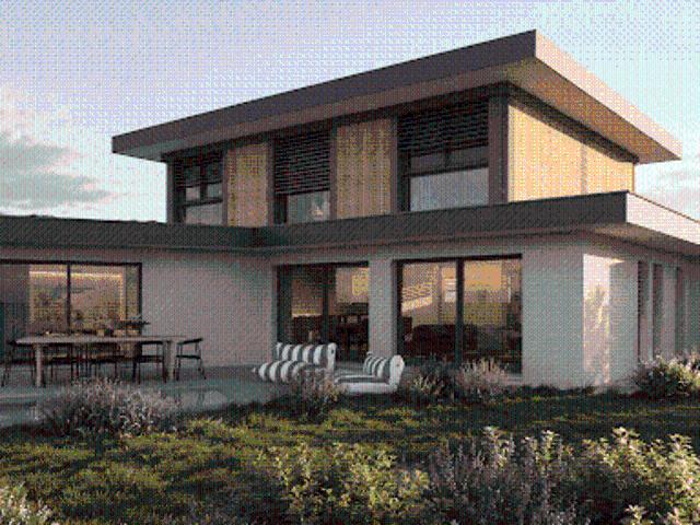 Maison contemporaine avec piscine et jardin