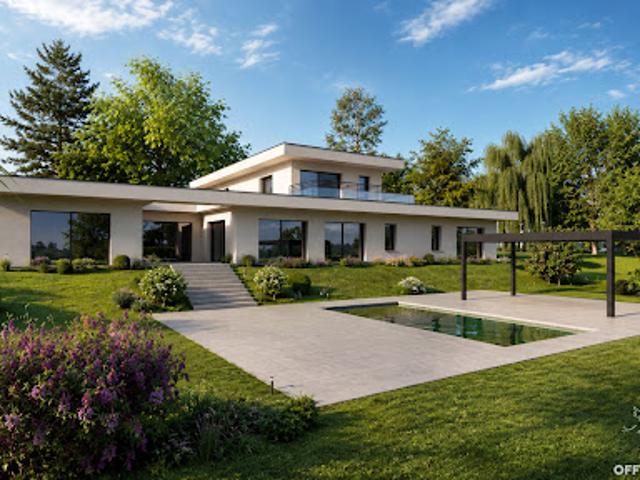 Maison contemporaine avec piscine et terrasse