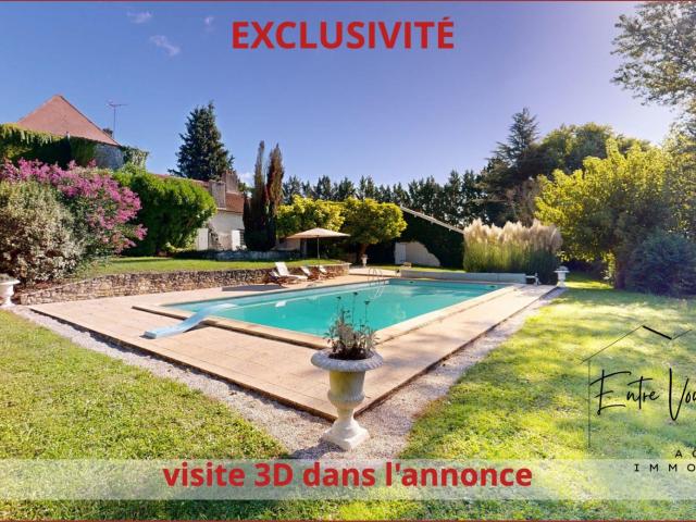 Demeure du 17e, 10p, gîte, piscine, 1ha proche Casteljaloux