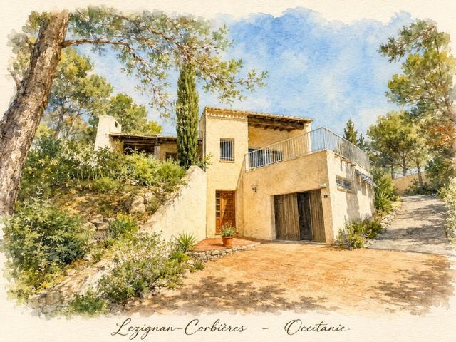 Maison d’architecte avec vue dominante et jardin méditerranéen LEZIGNAN CORBIERES 11