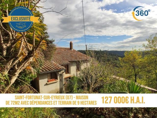 Maison de 72m2 habitables avec dépendances et 9 hectares de terr