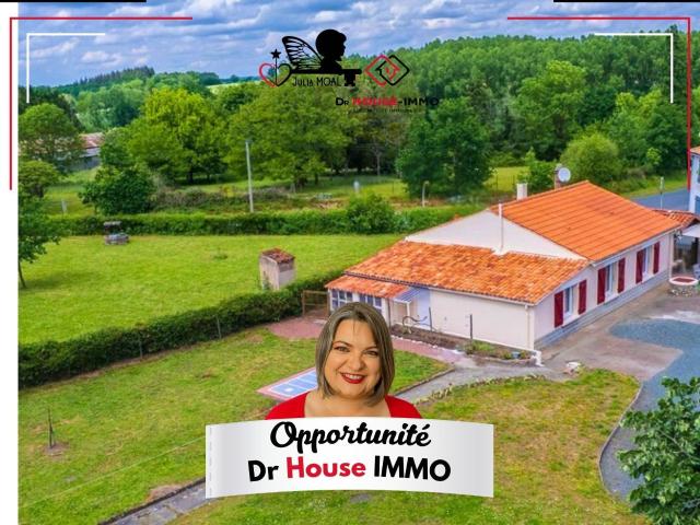 Maison de plain pied, 3 chambres, garage, sur terrain de 1520m2