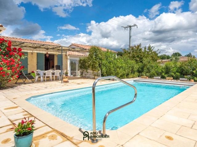 Maison de plain pied au calme avec piscine et grand hangar 15 min d'Uzès