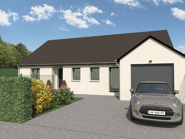 Maison de plain pied de 4 chambres, garage sur terrain de 426M2 borné et viabilisé proche Dinan