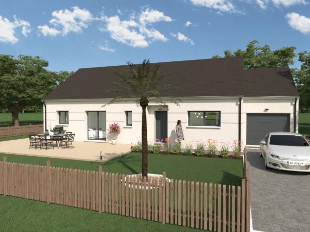 Maison de plain pieds 4 chambres 108 m²