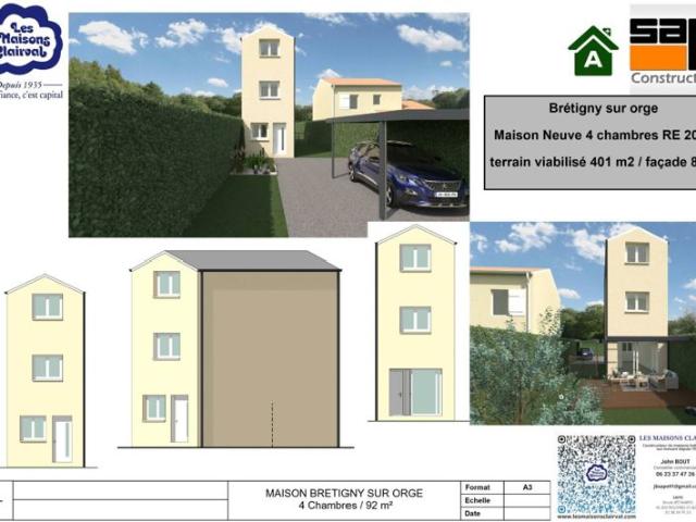 Maison Duplex 4 chambres 92 m² avec terrain à BRETIGNY SUR ORGE 91