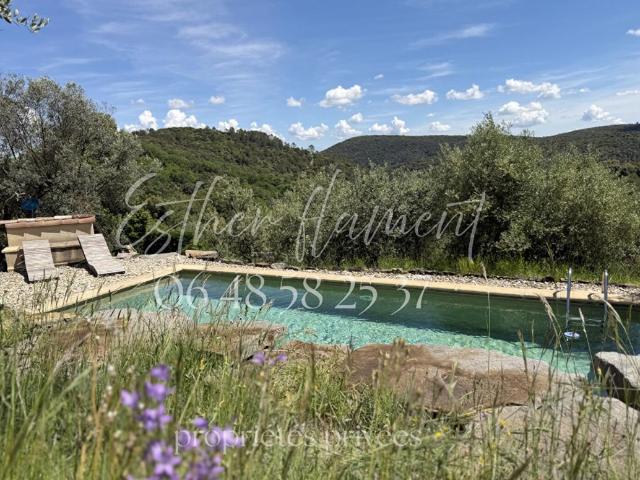 Maison en pierre avec vue panoramique Cévennes, Piscine, terrain de 5 500 m², charme et authenticité