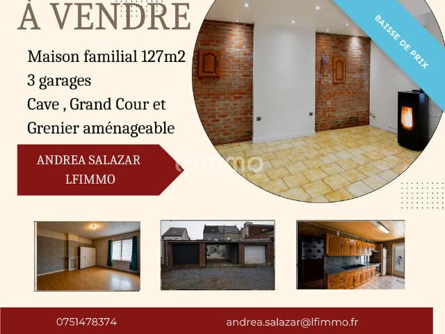 maison familial de 127m2– 3 garage – grenier aménageable