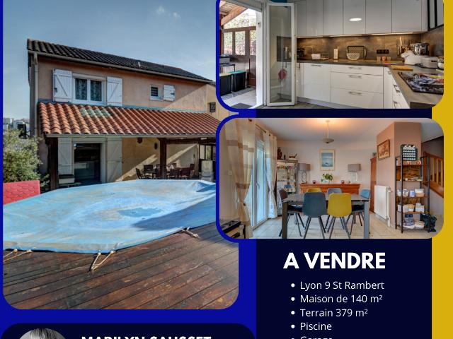 Maison familiale avec jardin, piscine et sous sol complet Lyon 9