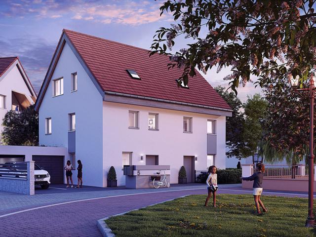 Maison jumelée 91 m² + jardin + terasse+ garage à vendre 4 pièces HOLTZHEIM 67