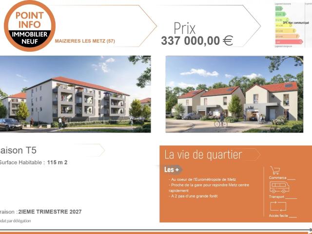 Maison neuve T5 de 115 m² à Maizières lès Metz