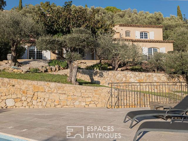Maison Néo Provençale 126 m² à Cabris Vue Mer Imprenable, Piscine Chauffée, Calme