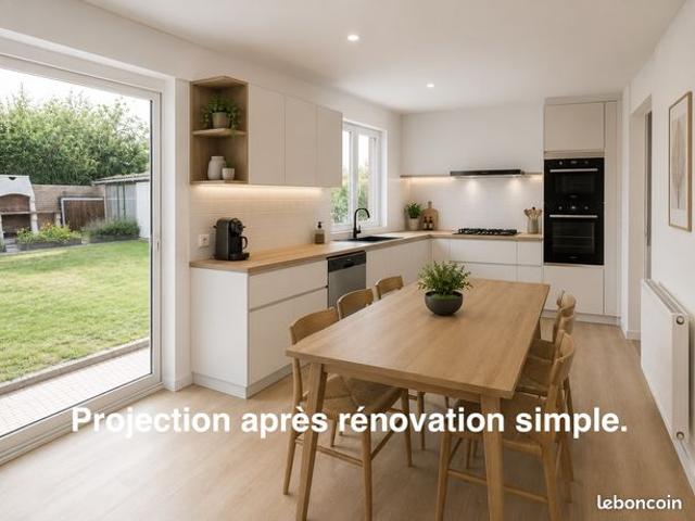 Petite synthe: Maison à simplement moderniser: pièce de vie 50m2, 3 chambres, jardin, garage
