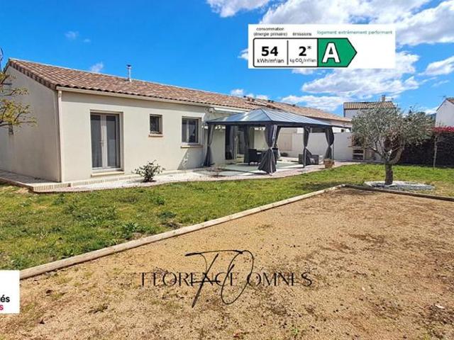 Maison plain pied 98m2 2 chambres + bureau jardin Garage aucun travaux DPE A