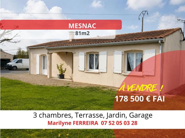 Maison Plain Pied Garage à Mesnac 82m² Mesnac