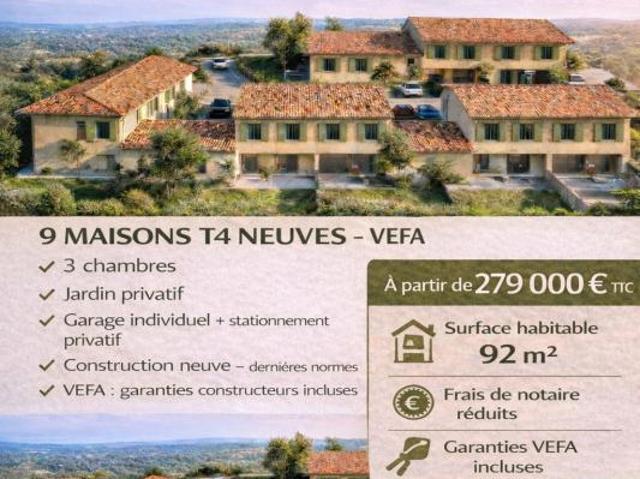 Maison t4 neuve avec garage et jardin
