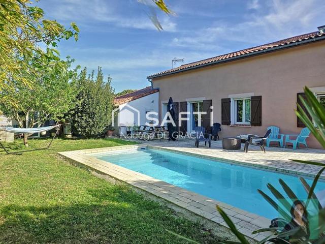 Maison T6 144 m2 avec piscine & garage centre Baziege
