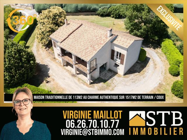Maison traditionnelle au charme authentique et calme absolu 113m² Coux