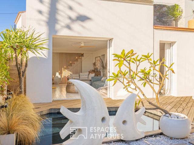 Maison triplex vue mer avec piscine, plage et commerces à pied