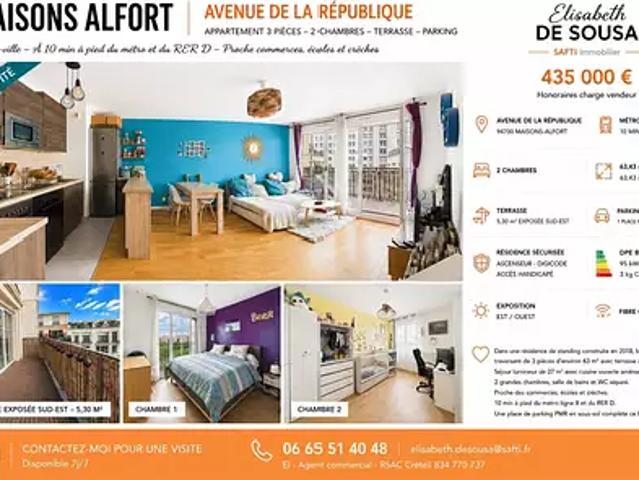 Maisons Alfort 94700 Achat / Vente appartement 3 pièces t3 terrasse parking