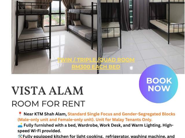 @Malay Male Unit [Sharing Room & Single Room] in VISTA ALAM @ SHAH ALAM