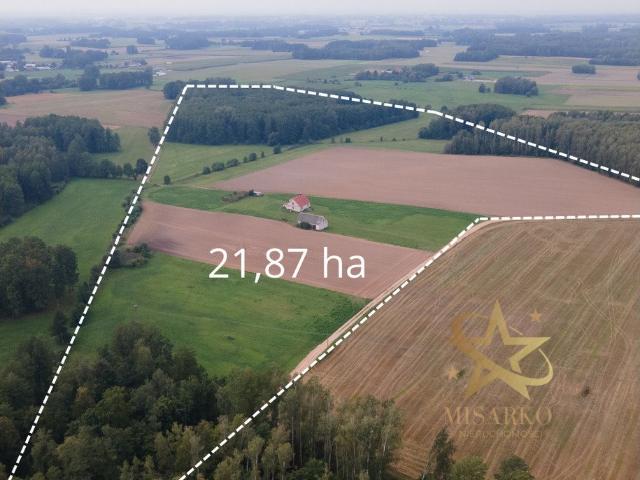 Malownicza działka 21,87 ha z domem i lasem