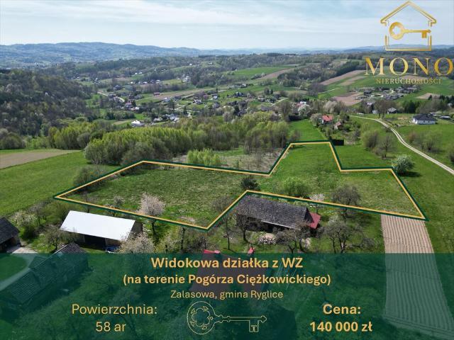 Malownicza działka 58 ar z widokiem na góry i lasy