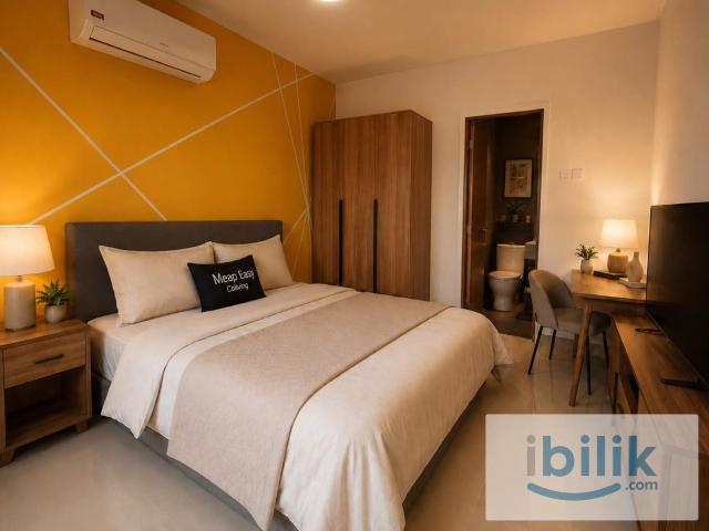 Master Queen Room with Private Bathroom + Own TV @ Nexus Residence Taman Pertama / Female Unit / 2min Walk to MRT