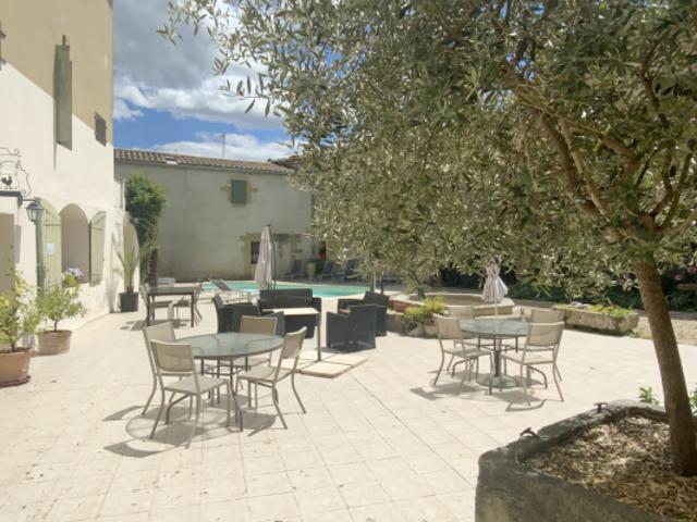 Mas de village du XIXo siècle avec cour, piscine dans un vi